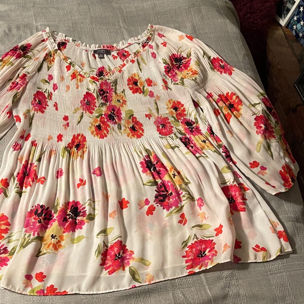 Ninety Floral Blouse - Pink and White